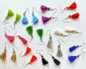 Brincos de borla | 16 cores | Mini brincos de borla | Brincos de borla | Brincos pendurados com borla | Brincos de verão | Brincos Boho | Pendão