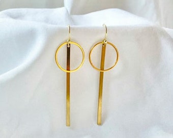 Geometric Dangle Earrings | Brass Gold Earrings | Modern Dangle Earrings | Dangle and Drop Earrings | Elegant Earrings | Boho Earrings