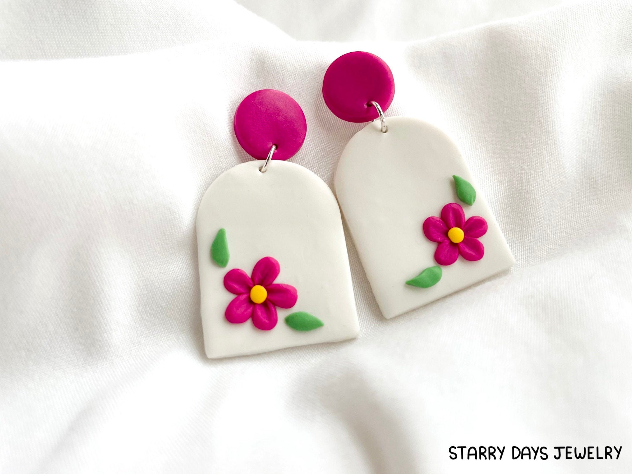 Polymer Clay Flower Earrings POLYMER CLAY EARRINGS Flower Etsy