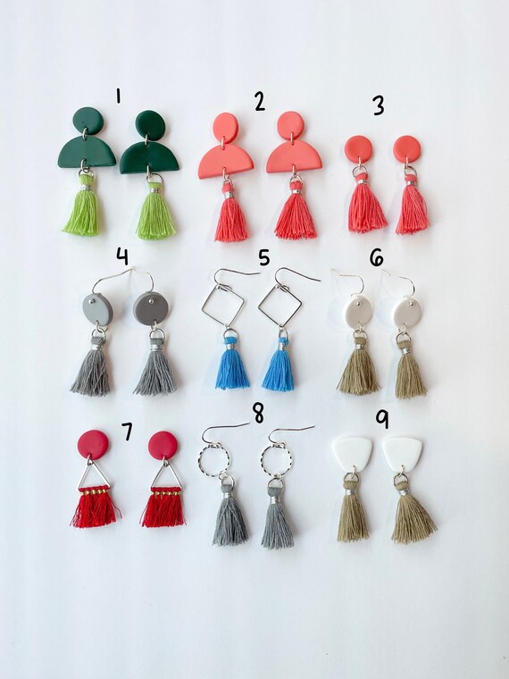 Polymer clay tassel earrings deals