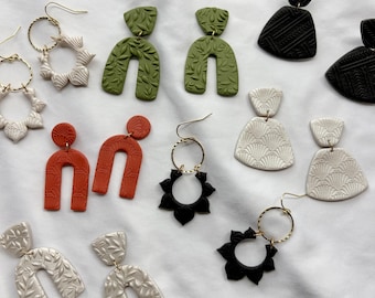 Textured Polymer Clay Earrings | Leaf Earrings | Classy Earrings | Statement Earrings | Dangle Earrings | Everyday Wear Earrings | Jewelry