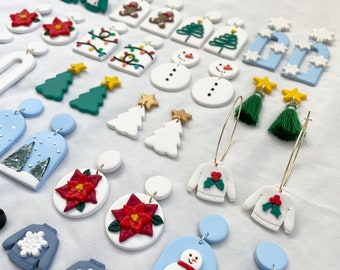 Brincos de argila de polímero de Natal | Brincos de Natal de argila de polímero | Brincos de Natal | Garanhão de Natal | Brincos de inverno | Argola de Natal
