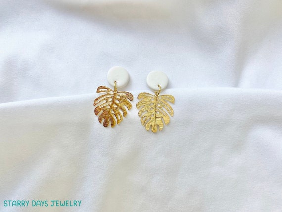 Polymer Clay Monstera Leaf Earrings | Monstera Polymer Clay Earrings | Plant Lover Earrings | Monstera Earrings | Gifts for Plant Mom | Leaf