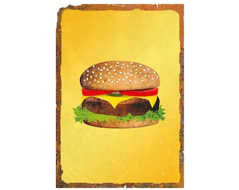 Retro Hamburger Illustration: Cafe Diner Kunstdruck (Digitaler Download)
