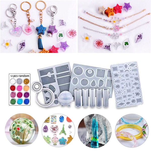 93 Pieces Epoxy Resin Molds Silicone Casting Molds and Tools Set for DIY Jewelry Craft Making