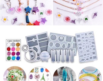 MoneRffi 194pcs Keychains Silicone Casting Molds Tools Set Jewelry Resin Molds DIY Crafts Resin Moulds Kit Letter Number Silicone Mold for Resin House Number Decor