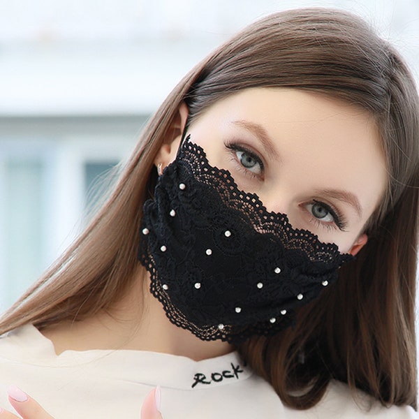 Multi Colors Face Mask Lace. Washable, Adjustable, Breathable, Reusable, Cotton Mask, Wedding Face Mask, Sequin Face Mask, Womens Face Mask.