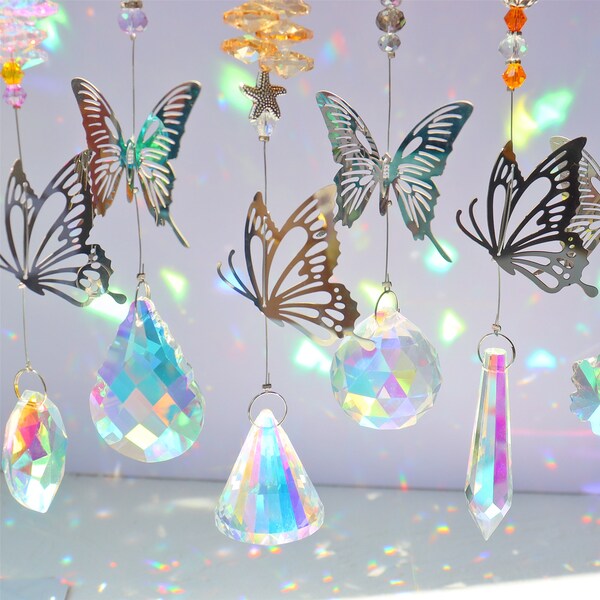 Sun Catchers with Crystals Glass - Sun Catcher Pendants Chandelier Prisms Suncatcher Crystal Hanging Ornament for Home, Office, Garden