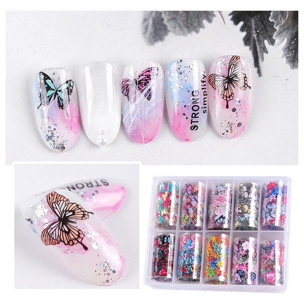 Nail Foil Nail Art Stickers Nail Decal Butterfly Starry Sky Adhesive Wraps Transfer Paper Nail Art Decal DIY Decoration Kit