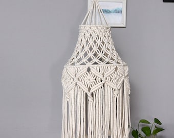 Abat-jour en macramé Boho, abat-jour en macramé, décoration Boho, abat-jour de lustre pour chambre à coucher, salon, décoration d'intérieur, fait à la main