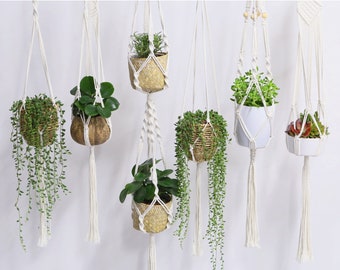 Macrame plant hanger , hanging planter basket,  plant holder, plant hangers, simple minimalist boho decor for indoor outdoor - Handmade