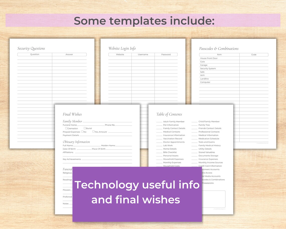 Emergency Binder Printable and Fillable, in Case of Emergency Family