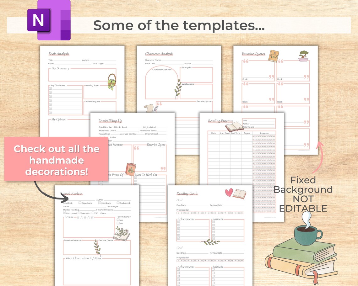 One Note Reading Journal, Onenote Template Reading Planner, Digital ...
