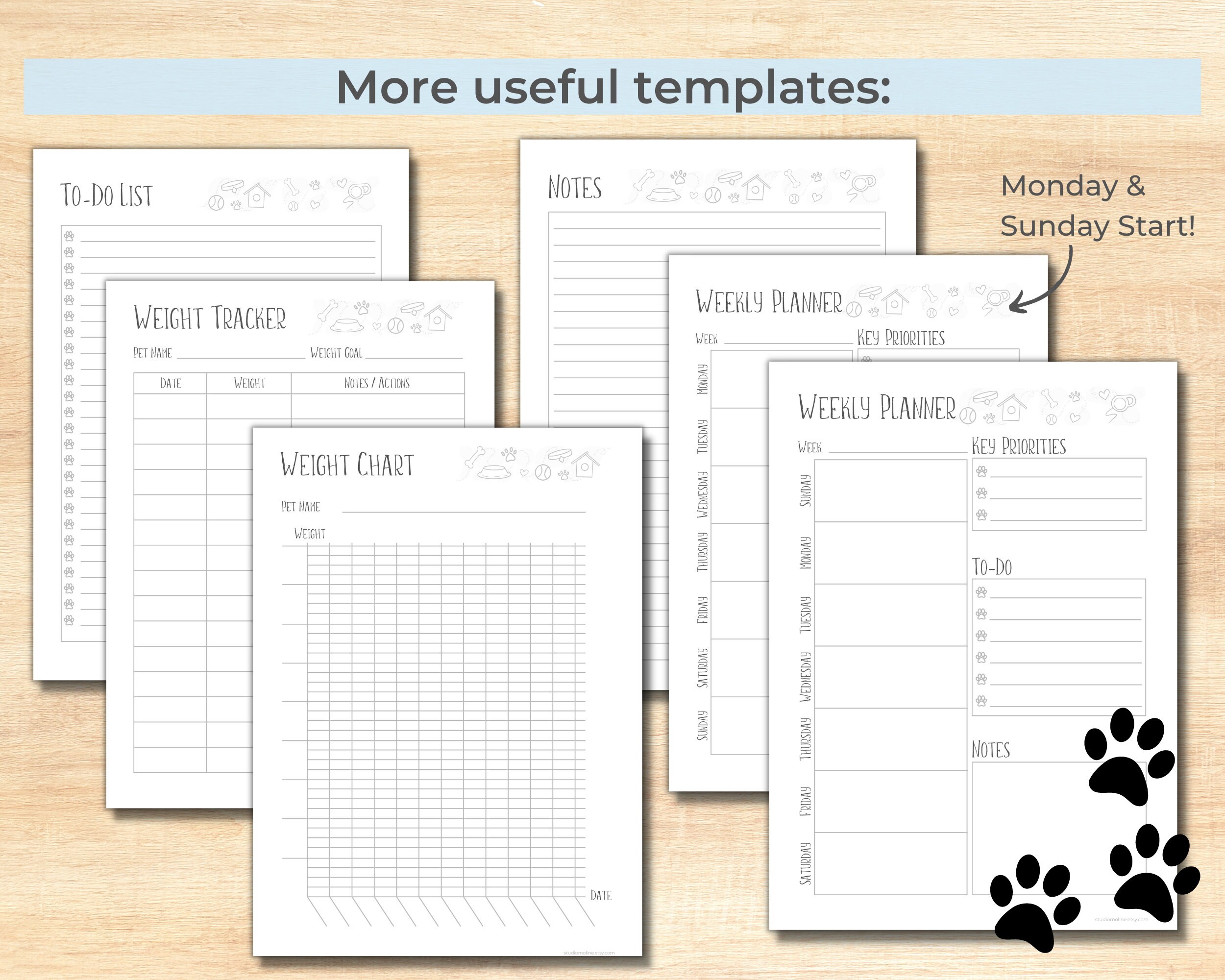 Dog Training Log Printable Dog Walking Pet Planner Puppy Etsy