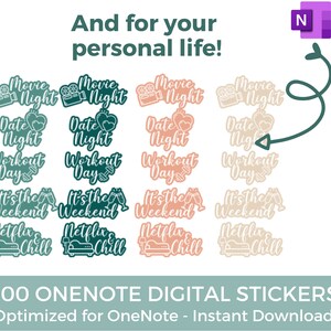Onenote Digital Stickers, One Note Planner Stickers, Precropped ...