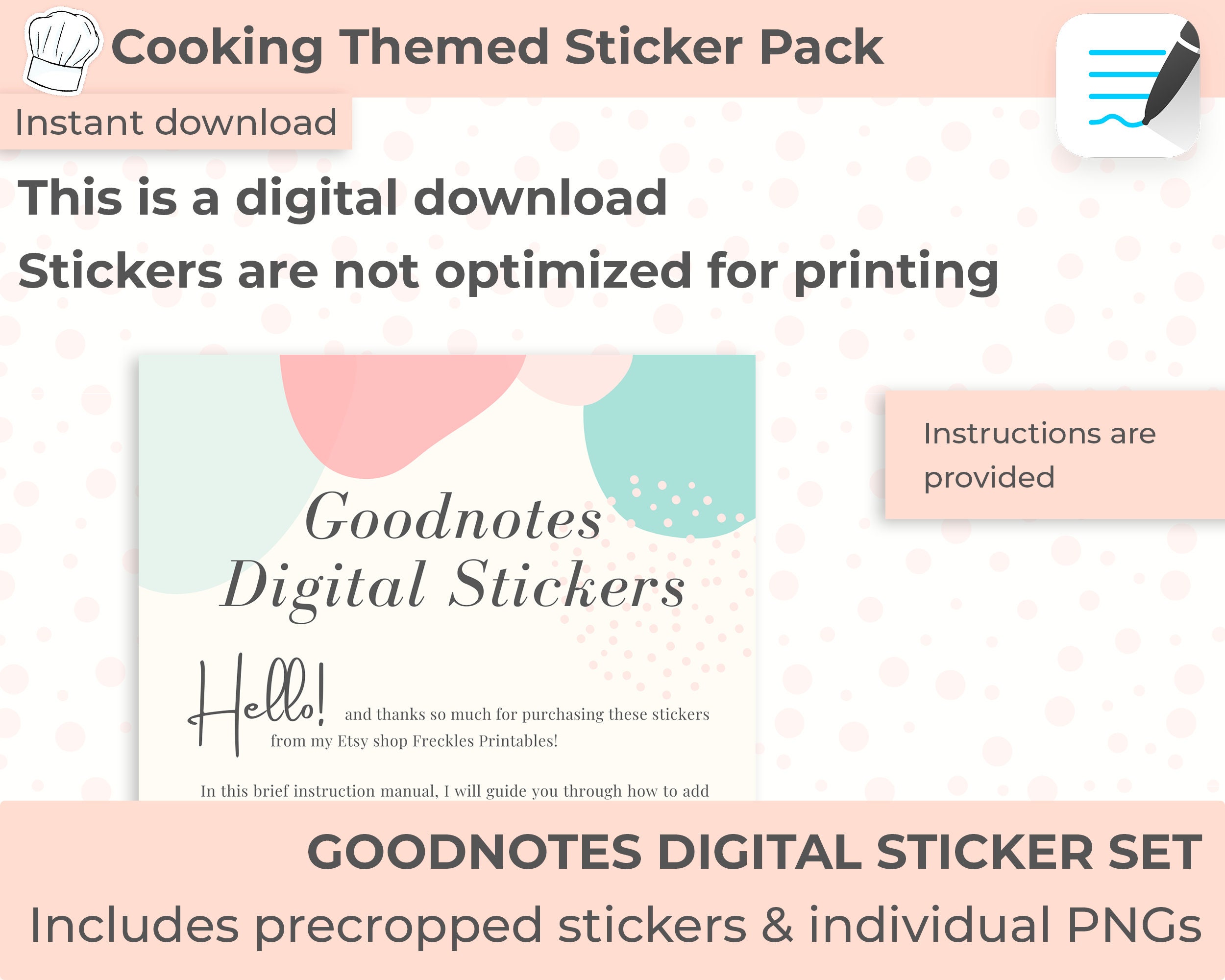 Recipe Planner Digital Stickers, Cooking Digital Stickers, Goodnotes ...