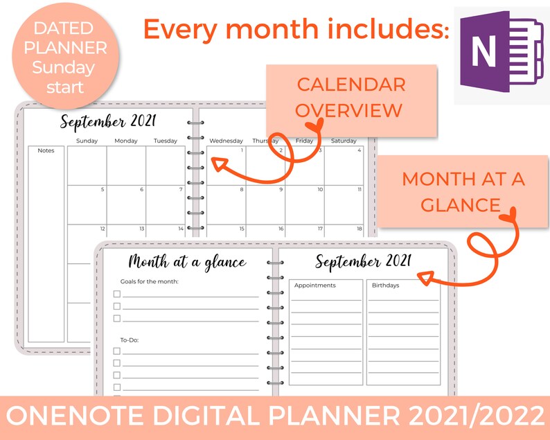 Onenote Digital Planner Digital Notebook One Note Etsy