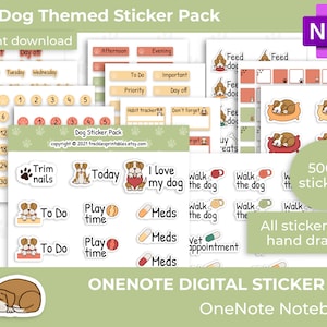 Pet stickers for Onenote, One Note Planner Stickers, Hand Drawn Stickers, Dog mum Stickers, Dog Lover Stickers
