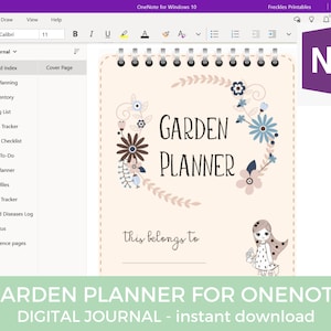 OneNote Garden Planner, Garden Journal, Digital Planner, Digital Notebook, One Note, Gardening Journal, Microsoft, Android, Tablet Planner