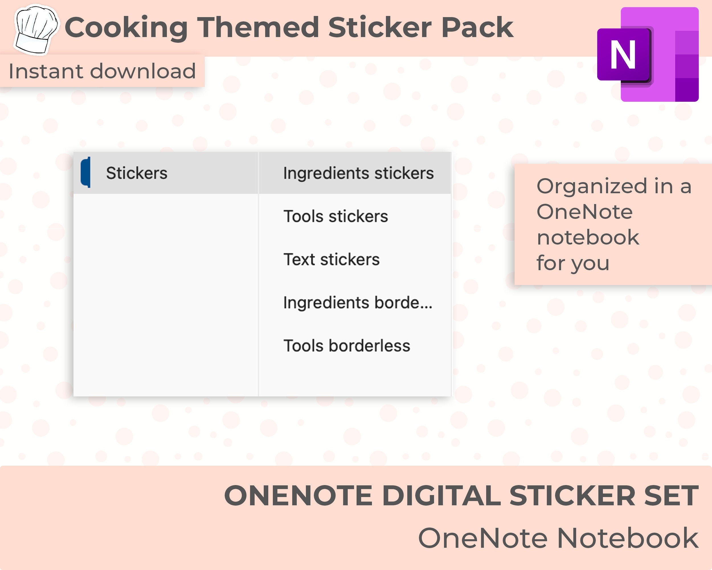 Recipe Planner Digital Stickers, One Note Planner Stickers, Digital ...