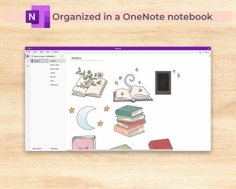 Reading Onenote Stickers, Book Lover Digital Stickers, Bookish Stickers ...