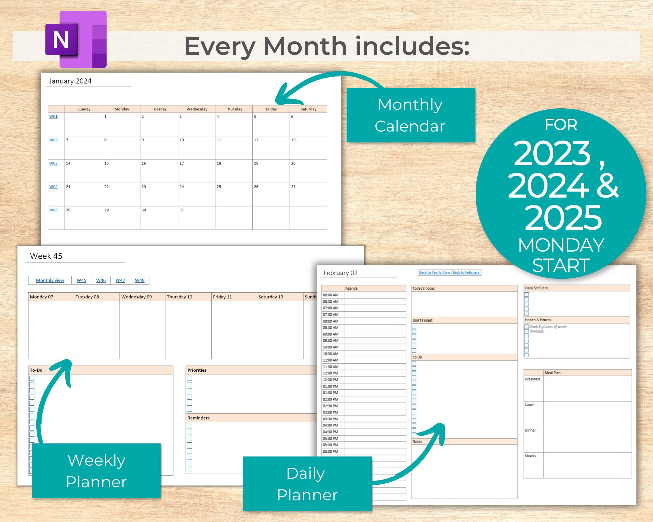Onenote Planner 2023/2025/2025 Digital Planner One Note Etsy Canada