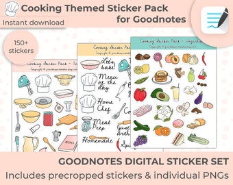 Recipe planner digital stickers, Cooking digital stickers, Goodnotes stickers, Planners stickers, Food stickers, Digital sticker set