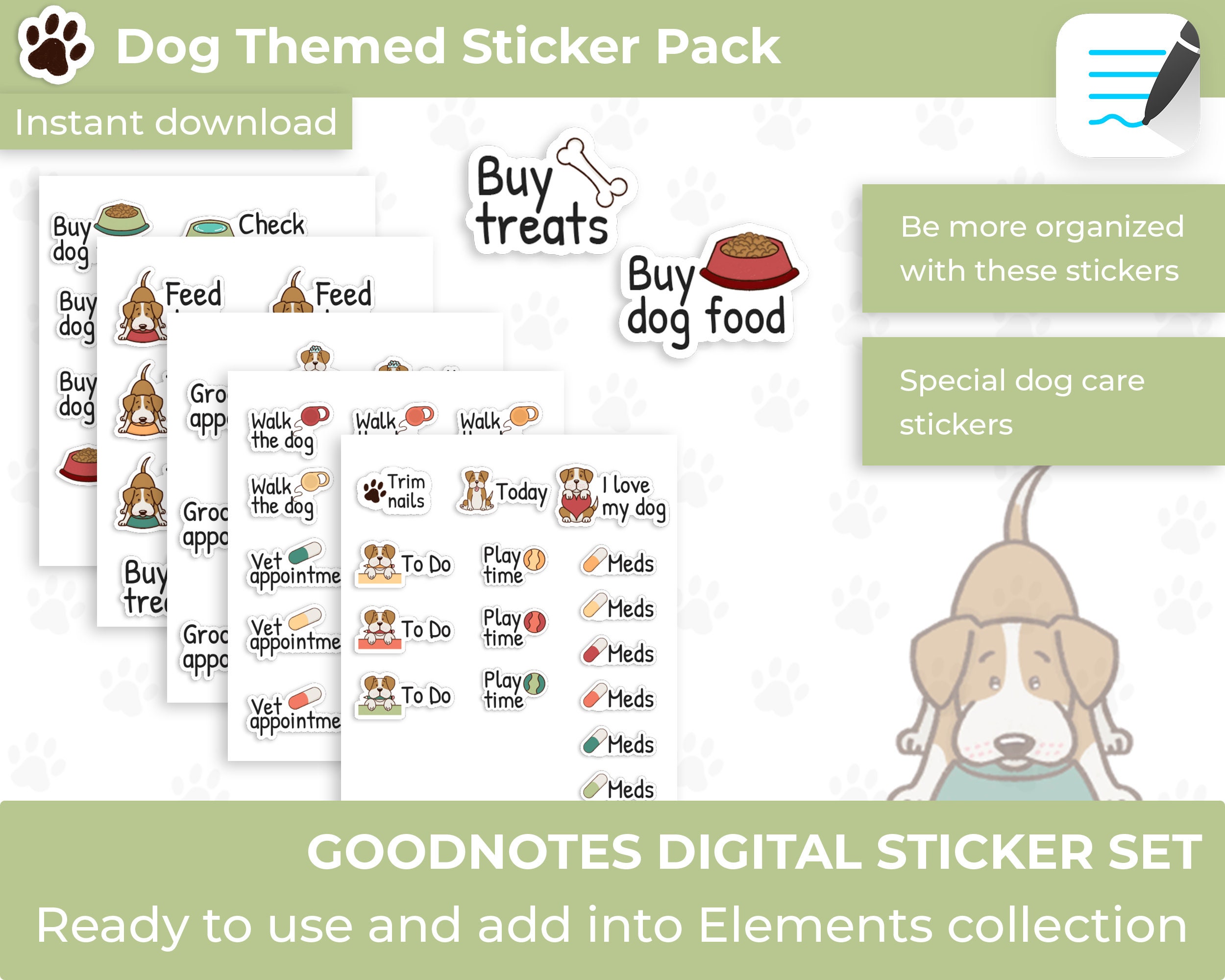 Okay Dog Sticker Dog Digital Stickers, Goodnotes Stickers, Planner Stickers, Cute Dog ...