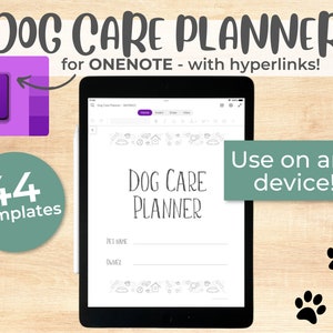 Dog Care OneNote Planner, Puppy Planner, Dog Walking, Pet Sitter Notes, Dog Lover Gift, Pet Health, Pet Care Binder, New Puppy Journal