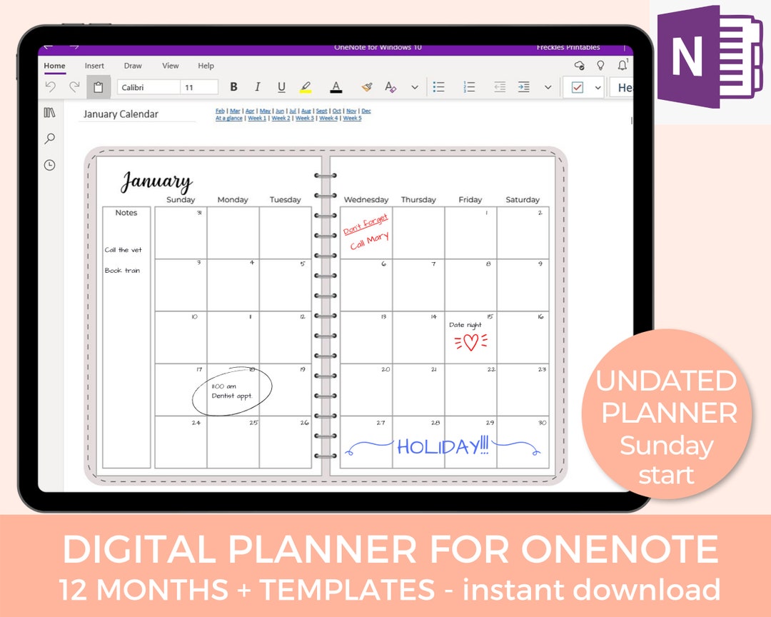 Onenote Digital Planner, Digital Notebook, One Note, Minimalist Planner
