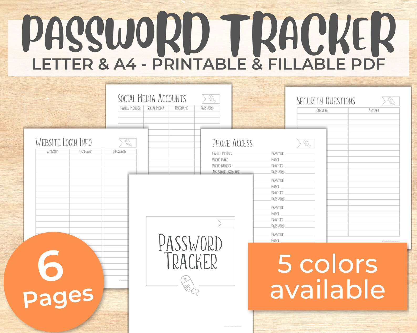 Password Tracker, Password Log Book and Organizer, Social Media Account