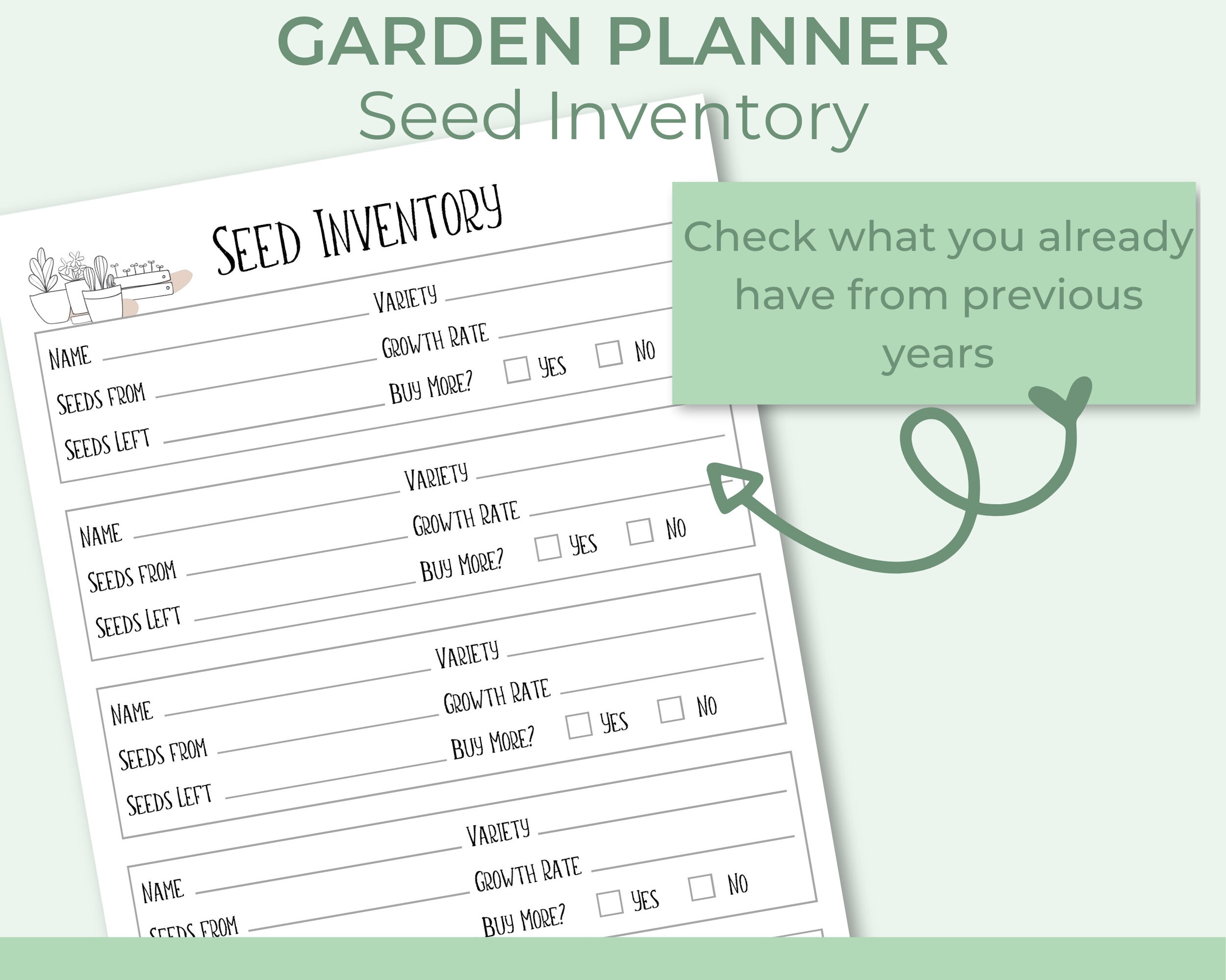 Garden Planner Seed Inventory Shopping List Expense - Etsy
