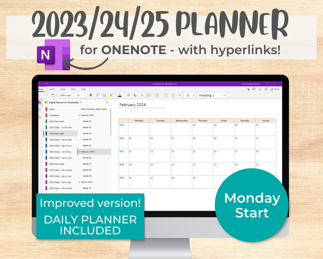 Onenote Planner 2023/2025/2025, Digital Planner, One Note Planner
