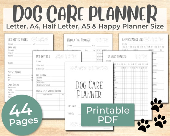 Dog Care Planner Printable Puppy Planner Dog Walking Pet - Etsy