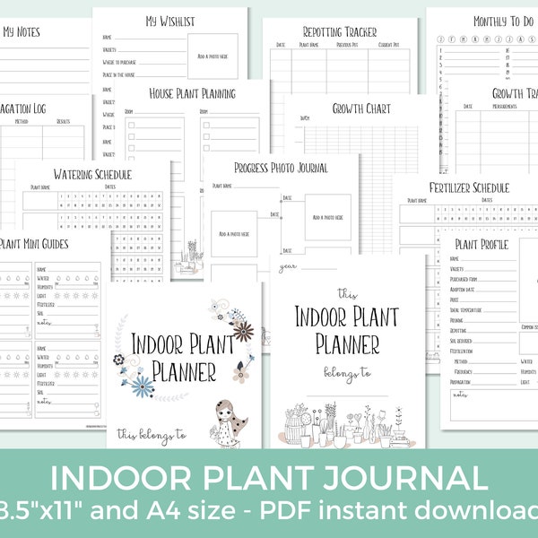 Indoor Plant Planner, Houseplant Organizer, House Plants Journal, Plant Care Printable, Potted Plant Tracker, Home Plants Planner