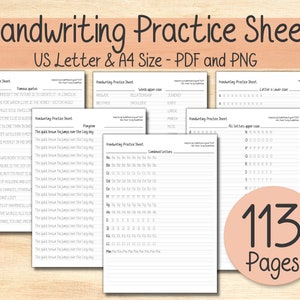 Handwriting Practice Sheets to Practice Calligraphy and Neat Handwriting, Lettering Worksheets to Improve Handwriting, Letter Tracing