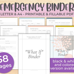 Notfallmappe druckbar und befüllbar, im Notfall Familienplaner, Was wäre wenn Binder, End of Life bearbeitbarer Planer, Death Binder