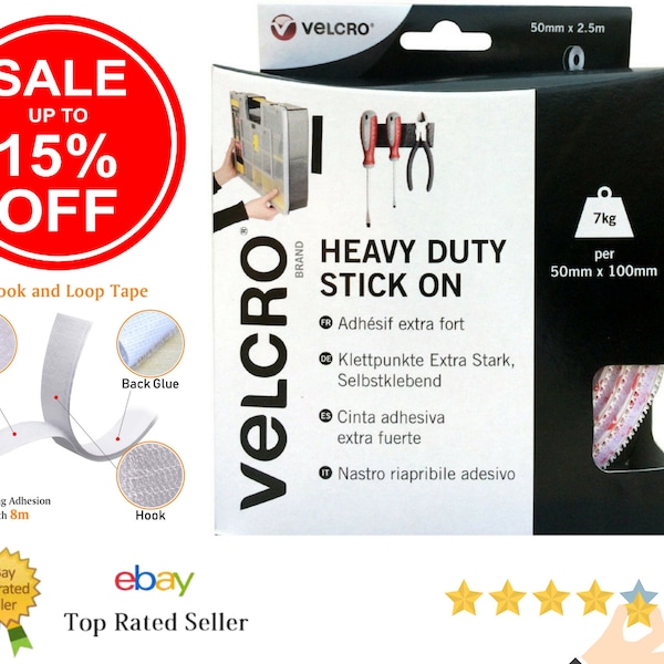 VELCRO® BRAND 20mm WHITe /BLACk SELf ADHESIVe HOOk & LOOp STICKy BACk TAPE