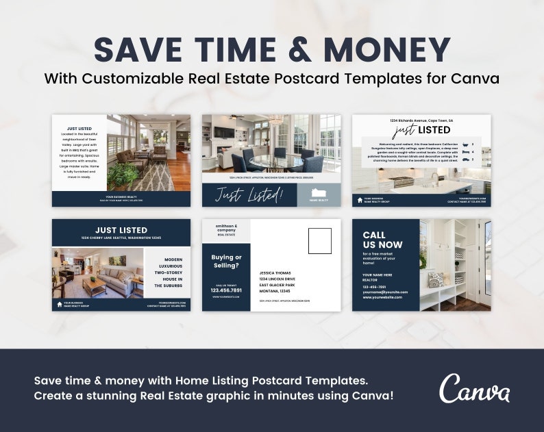 4x6 Real Estate Postcard Templates Canva Realtor Listing | Etsy