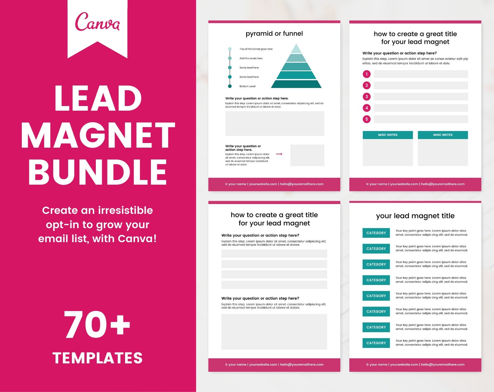 70 Lead Magnet Templates for Canva Workbook Ebook Template - Etsy