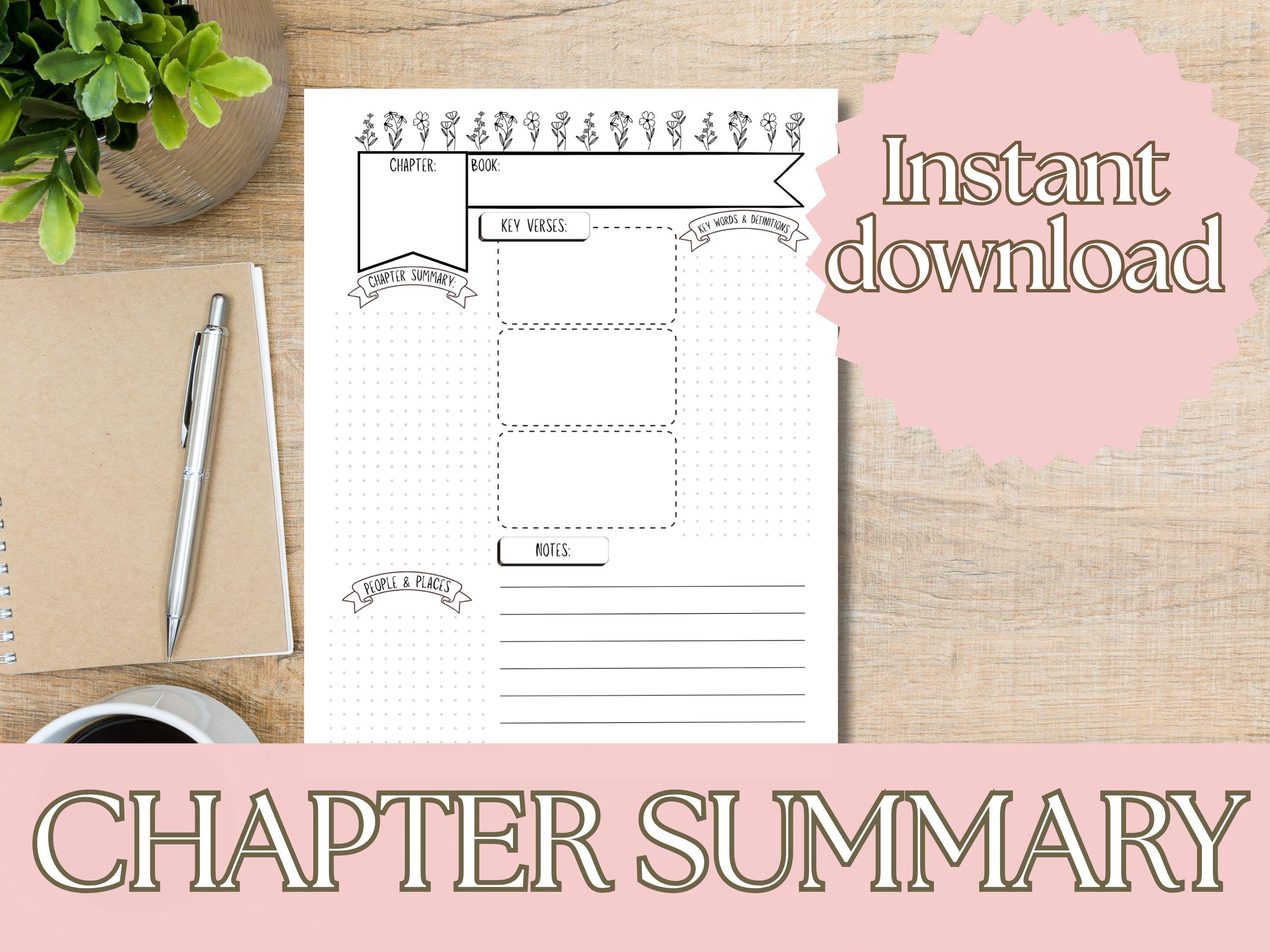 Bible Study Bible Template Chapter Summary Bible Printable Instant ...