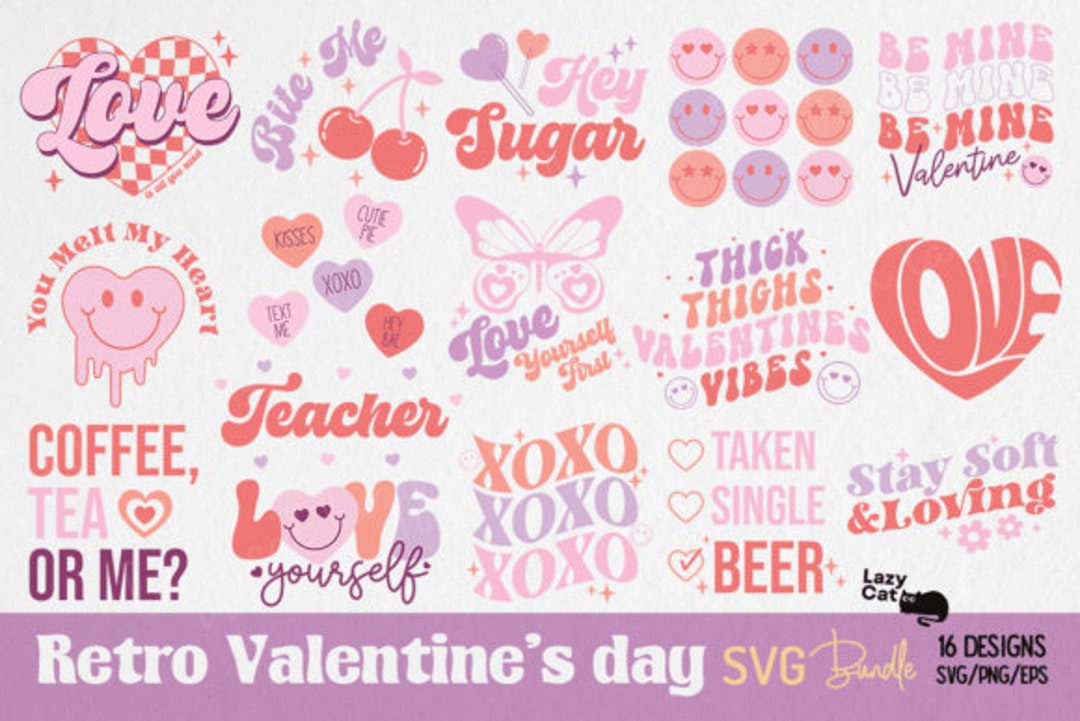 Retro Valentines Day SVG Bundle - Etsy
