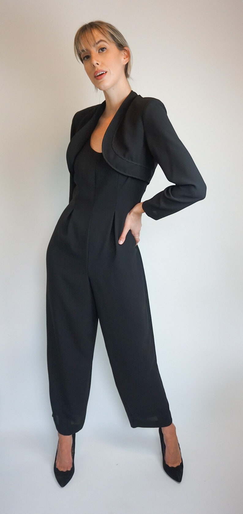 1980's Black Jumpsuit With Bolero From DW 3 by David Etsy
