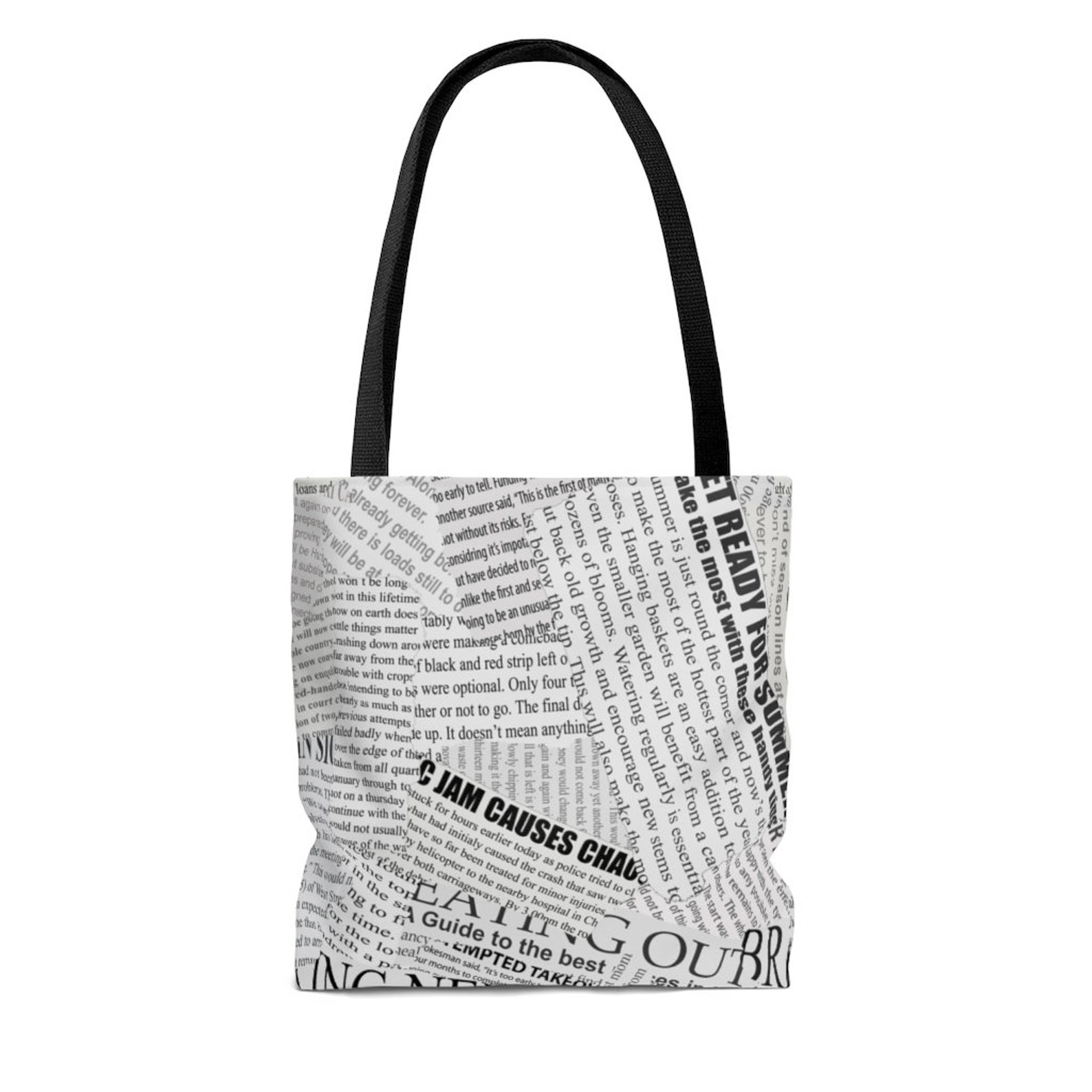 Black and White Torn Newspaper AOP Tote Bag Newspaper Etsy