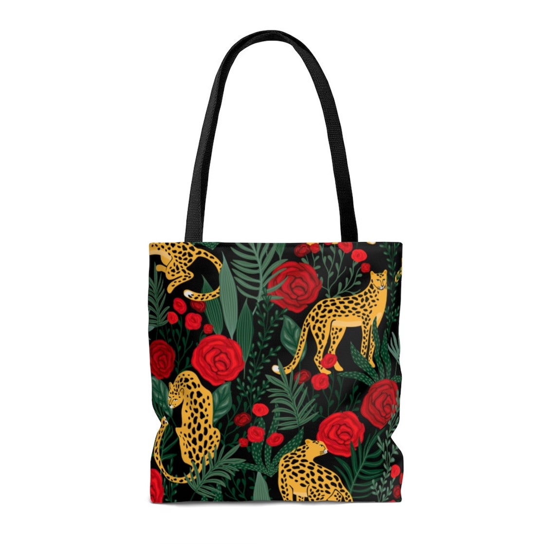 Leopard and Tropical Leaves Tote Bag Leopard With Roses Tote - Etsy UK