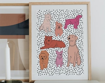 Dog art wall art | Dog art print | Dog lover gift | Dog art | Boho dog art | Wall Art | POP dog art | Cute Dog Art | Dog bread poster
