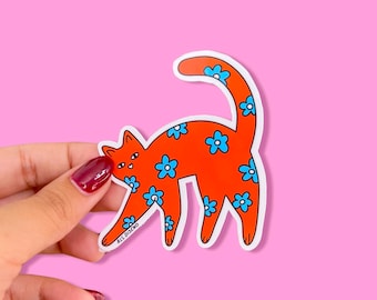 Orange Cat Sticker, Fun Cat Sticker, Funky Sticker, Waterproof Cat Sticker, Fun Cat gifts, Cat Mom, Cat Mom Gift, Cat Gifts, Cats