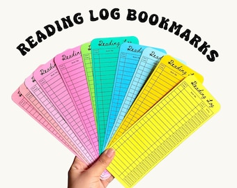 Library Card Bookmark,Reading List Bookmark,Colorful Library Bookmark, Book Tracker, Reading Log, Book Rating Bookmark