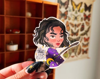 Witch Vinyl Sticker: Spooky Halloween Laptop Decal