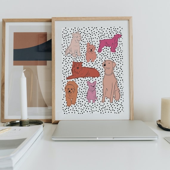 Dog art wall art | Dog art print | Dog lover gift | Dog art | Boho dog art | Wall Art | POP dog art | Cute Dog Art | Dog bread poster